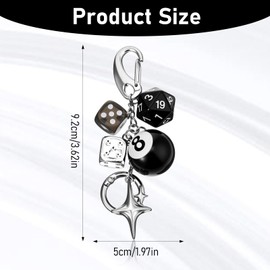 Shimmeroo 8 Ball Dice Keychain Charms,y2k Bag Charm for Handbags Cool Purse Charms Car Key Chain Accessories Charm for Men Women Christmas Gifts
