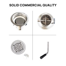 Sepaitek 3-1/2" Commercial Sink Drain with Twist Lever Handle, Waste Drain Valve Without Overflow Inlet for Restaurant 2/3 Compartment Sink, Easy Controll, Block-Free and Leakproof