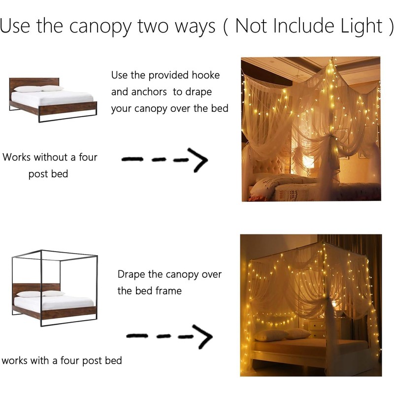 Mosquito Net for Bed Canopy, 8 Corner Post Curtains Bed