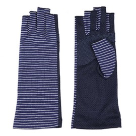 GlovesDEPO Women's Arm Cover, Cooling Sensation, Border Pattern, Short, Fingertip, navy