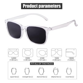 VIA LEECA Vintage Polarized Oversized Sunglasses for Women and Men Retro Rectangle Glasses with Big Plastic Frame (C4)