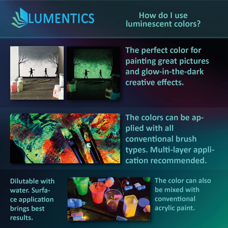 LUMENTICS Paint Colour: White Glow-In-The-Dark, 100 g Glow-In-The-Dark Colour With