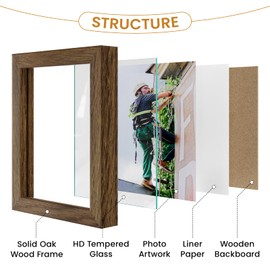 Natural Homi 6x11 Picture Frame,Solid Oak Wood 6"x11" Photo Frame With Walnut Color Finished,Tempered Real Glass 6 by 11 Wooden Frames with No Mat,11x6 Picture Frames for Wall or Tabletop Display