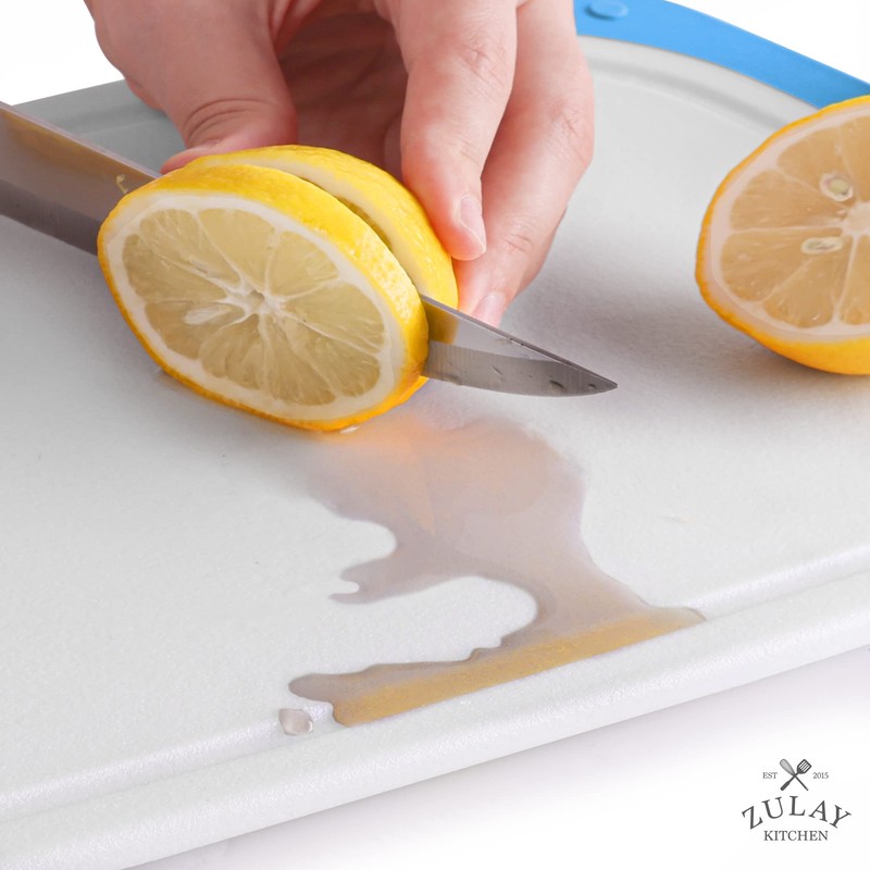 Zulay Cutting Board with Juice Grooves - Plastic White and