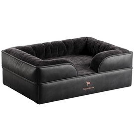 NOAH & PAW Giant Dog Bed XXL, 55x45x11 Inch, Orthopedic Dog Beds, Eggshell Memory Foam Infused with Cooling Gel, Inner Cover, Waterproof, Machine Washable (Vegan Leather Sofa Collection)