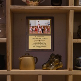 Sponsor, Thank You, Appreciation Or Dedication Photo Plaque - Includes 4 x 6" Photo Frame, Gold Metal and Your Personal Text