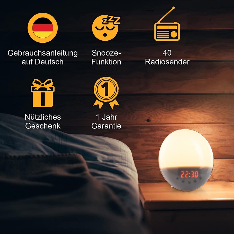 Light Alarm Clock - Daylight Alarm Clock for Awakening in