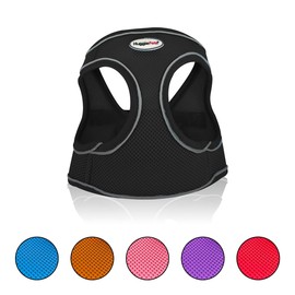 HugglePets Air Mesh Step In Dog Harness - Orange (Medium - 44-52cm) Strong & Secure Lightweight & Breathable Harness for Small Dogs with Reflective Lining.