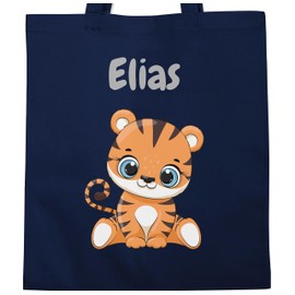 Geschenk mit Namen personalisiert by Shirtracer - Cotton Bag - Animals - Cute Tiger Tigers Wild Cat, 3 Navy Blue