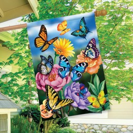Briarwood Lane Butterflies In The Garden Spring House Flag