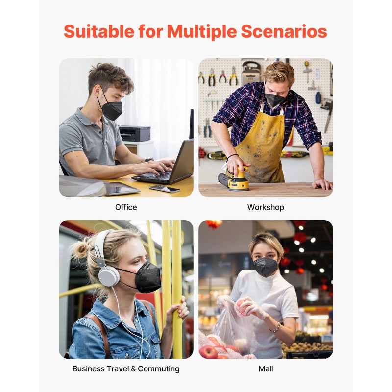 VEVOR KN95 Face Masks Particulate Respirator Mask 50 Pack Allergy