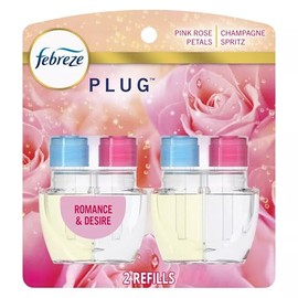 Febrezee Plug In Refills New Luxe Limited Edition Plug In for Odor-Fighting Fade Defy PLUG Air Freshener, (2) Count of 0.87 fl oz Refills (Romance & Desire)
