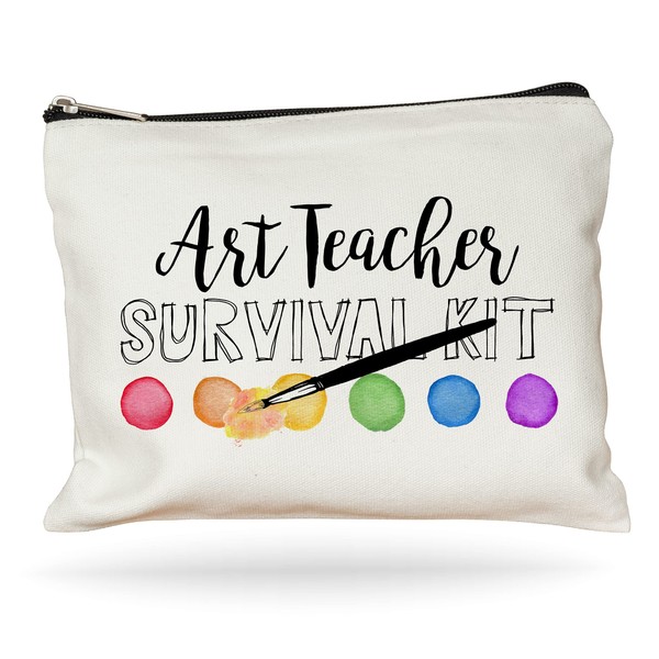 Moonwake Designs Art Teacher Survival Kit Makeup Bag - Art Teacher Gift, Teacher Appreciation, Pencil Holder