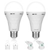 2 Pack Emergency Rechargeable Light Bulbs,Battery Operated Backup Light Bulb