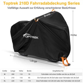 toptrek Bicycle Cover for 2 Bikes, Waterproof, 210D Oxford Fabric, Bicycle Garage, Outdoor, 210 x 110 x 95 cm, High-Quality Bicycle Tarpaulin with Lock Eyelets, Sun Protection, Tear Resistance with
