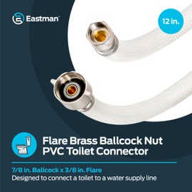 Eastman 48183 PVC Toilet Connector, 3/8 inch Flare x 7/8 inch B.C, 12 inch