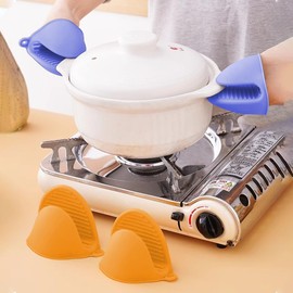 2 Pairs Silicone Oven Mitts,4.3 x 3.5 x 4.2 Inch,Mini Oven Gloves Heat Resistant Cooking Pinch Mitts Potholder for Kitchen Cooking & Baking (Blue&Orange)