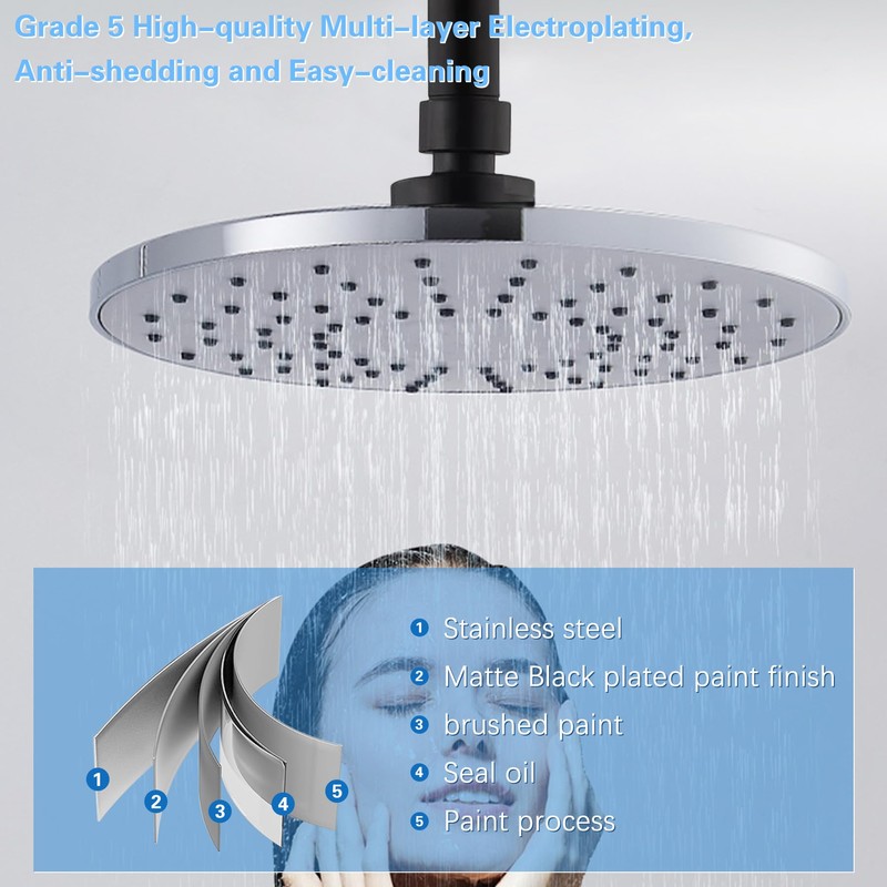 Ceiling Mount Shower Arm with Flange for Rain Shower Head,Stainless