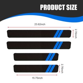 Downhill 4 PCS Door Sill Protector Stickers, Carbon Fiber Anti-trampling Door Sill Protector, Self-Adhesive Welcome Pedal Entry Guard Decoration, Universal for Most Cars, Trucks, SUVs (Blue)