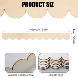 SENONAPO 42 Pack 15.75 Inch Unfinished Wooden Scalloped Moulding Trim with Decorative Edge, Unfinished Scalloped Wood Molding DIY Moulding Trim for Home Wall Decor