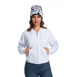 2THESTARS Y2K Beanie Hat for Men & Women Trendy Soft Stretchable Winter Cap, Gothic Spider Web Design Cold Weather Accessory - White with Blue