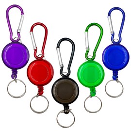 Badge Holder with Retractable Reel, Extendable Keychain Belt Clip Key Chain Pull Reel for ID Card Fishing Gear, Office School Outdoor (5 Pack, Assorted)