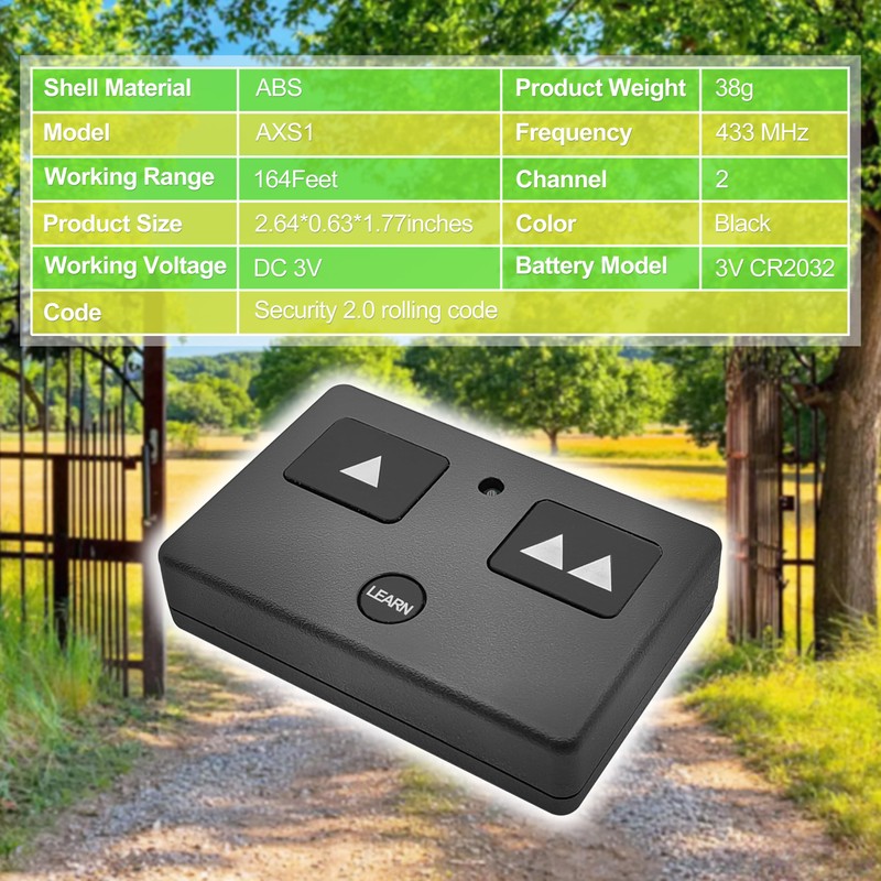 AXS1 Remote Control Transmitter Replacement for Automatic Gate Openers with