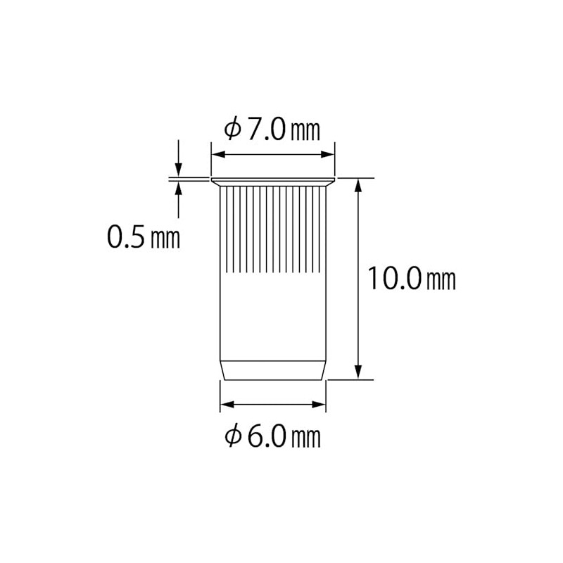 Lobtex Knurling Nut (Thin Head, Steel) Eco Pack, Plate Thickness:
