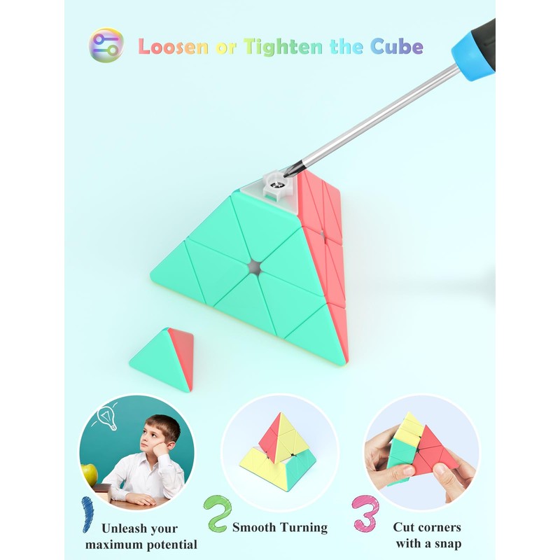 ROXENDA Pyramid Speed Cube Original Triangle Pyraminx Puzzle Cube; Super-Durable