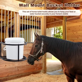 MorningRo 2 Pcs Bucket Holder 5 Gallon Horse Feed Pail Wall Mount 15.5" x 14.5" x 10" for Horse Livestock Water Bucket(Bucket Not Included)