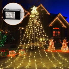 SQIANITL Christmas Decoration Outdoor Star String Lights,11.5FT Christmas Tree Lights Easy Installation Waterproof Christmas Lights for Yard Garden Indoor Outdoor (Warm White)