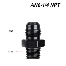 YSIL 6AN Male Flare to 1/4" NPT Hose Pipe Fitting Adapter Fuel Union Connector Aluminum Alloy Straight Black Anodized Surface 2pcs