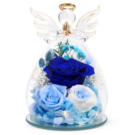 Valentines Day Gifts for Her Preserved Rose for Women Forever Fresh Flowers in Glass Decor Angel Figurines Birthday Gifts for Mom Grandma Mother in Law Wife Sister Girls Granddaughter Presents