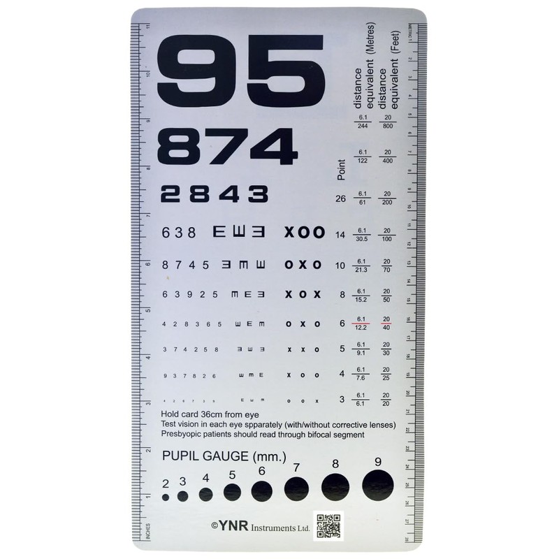 Pocket Eye Chart, 2 in 1 Snellen Eye Chart, Rosenbaum