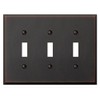 Amerelle 68TTTDB Manhattan 3 Toggle Wallplate, Aged Bronze