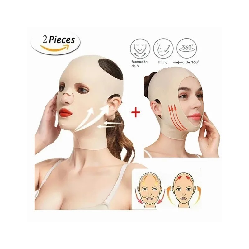 Mentonera Facial Reductora Papada Arruga Cachete Moldea 2pk