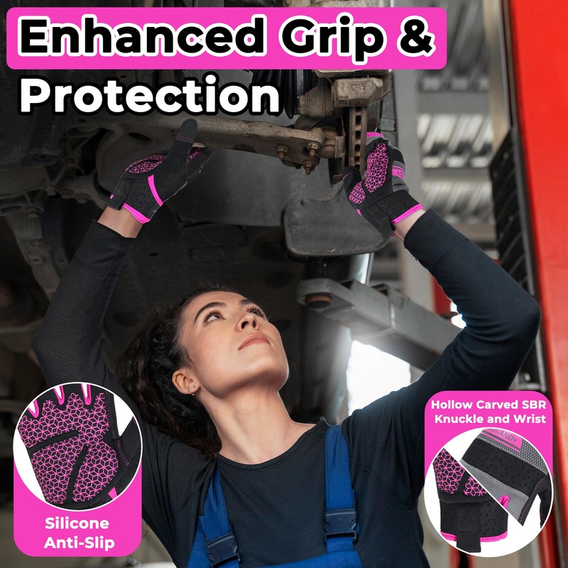 HLDD HANDLANDY Womens Safety Work Gloves - Touch Screen Mechanic