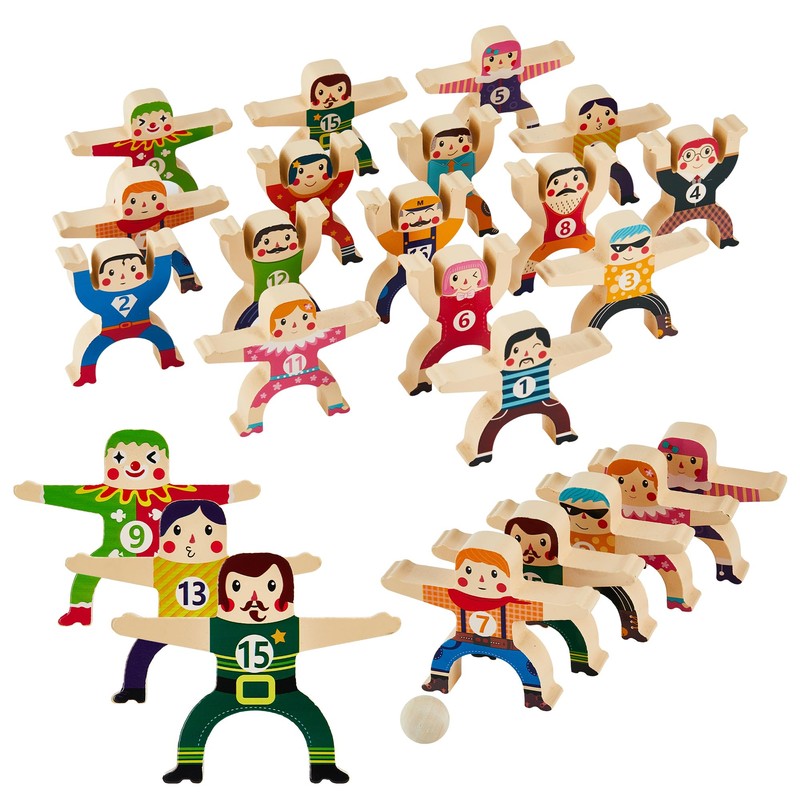 moopok Wooden Stacking Toys,16Pcs Circus Hercules Acrobatic Troupe Interlock Toy,Balancing