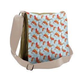 Lunarable Marine Messenger Bag, Art Catfish and Waves, Unisex Cross-body
