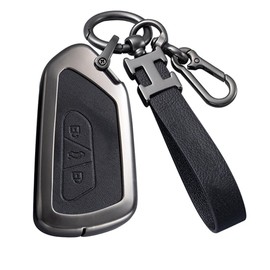 Car Key Fob Cover Compatible with VW Volkswagen ID3 ID4 Seat Leon MK4 Golf 8 GTI Skoda Octavia Tarraco Ateca 3 Button Alloy Car Key Case Cover with Leather Keychain (Black key case)