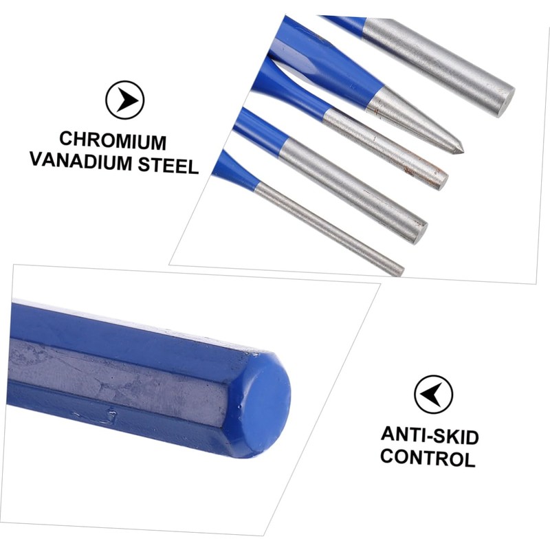 DOITOOL 5pcs Heat Treated Pin Punch Cylindrical Drilling Tool for