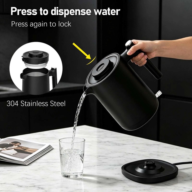 HoJang Small Electric Kettle 0.8L, 800W 6H Physical Insulation, Airtight