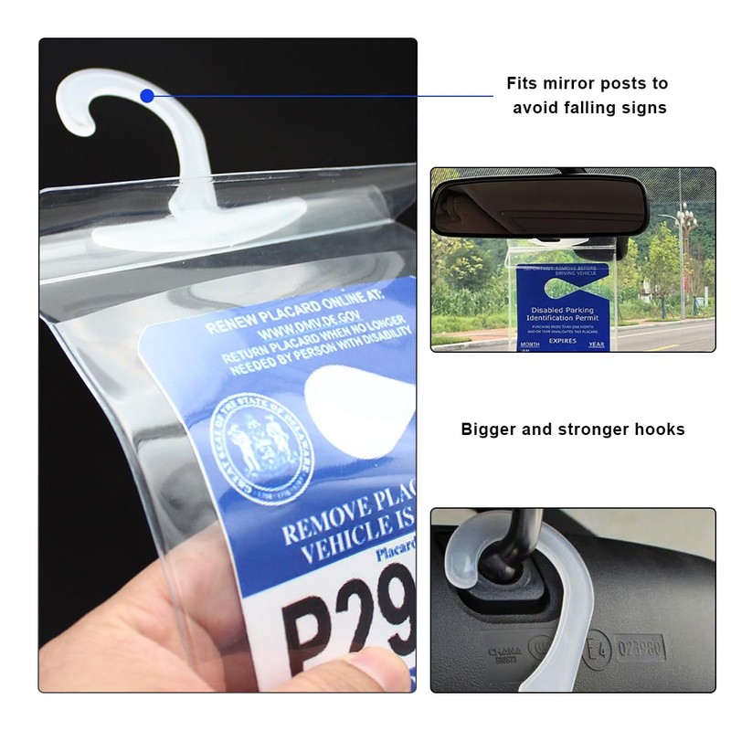 KVAEY 2 PCS Handicap Placard Holder, 11.6"×5" Transparent Disabled Parking