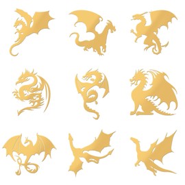 OLYCRAFT 9 Pcs 1.6x1.6 Inch Dragon Pattern Stickers Self Adhesive Metal Stickers Golden Self Adhesive Stickers Energy Tower Stickers for DIY Scrapbooks Resin Crafts Phone Decorations Cool Sticker