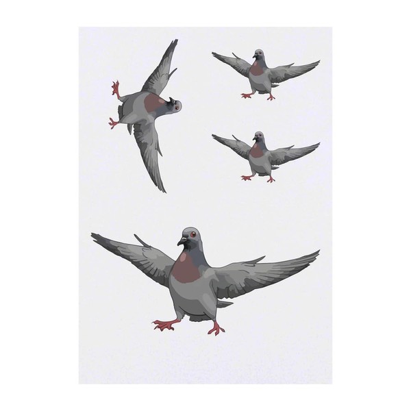 4 x 'Pigeon with Attitude' Temporary Tattoos - Water Resistant,