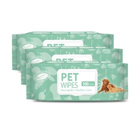 Air Jungles 3in1 Pet Wipes for Dogs and Cats 300 Count, 8" x 10" Extra Large Hypoallergenic Cleaning, Grooming, Deodorizing Wipes for Pets Paws Body Face Ear Butt