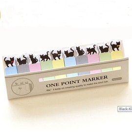 Black Kitty Cat Mini 150 Pages Bookmark Post Index Tab Sticky Notes