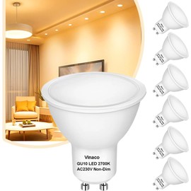 Vinaco GU10 LED Bulb 2700 K Warm White Flicker-Free, GU10 Bulb LED 10 W 790 LM High Brightness (Equivalent Halogen 100 W), MR16 for Recessed Track Lighting
