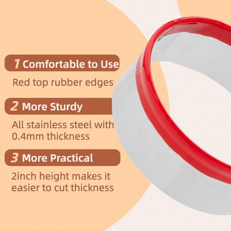 3.5 Inch Round Cookie Cutter with Red Top Rubber Protection,