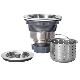 Kit de montaje de drenaje de fregadero de 3-1/2 pulgadas, cesta de colador extraíble para fregadero profundo con tapón de fregadero/tapa de sellado para el hogar, cocina, acero inoxidable